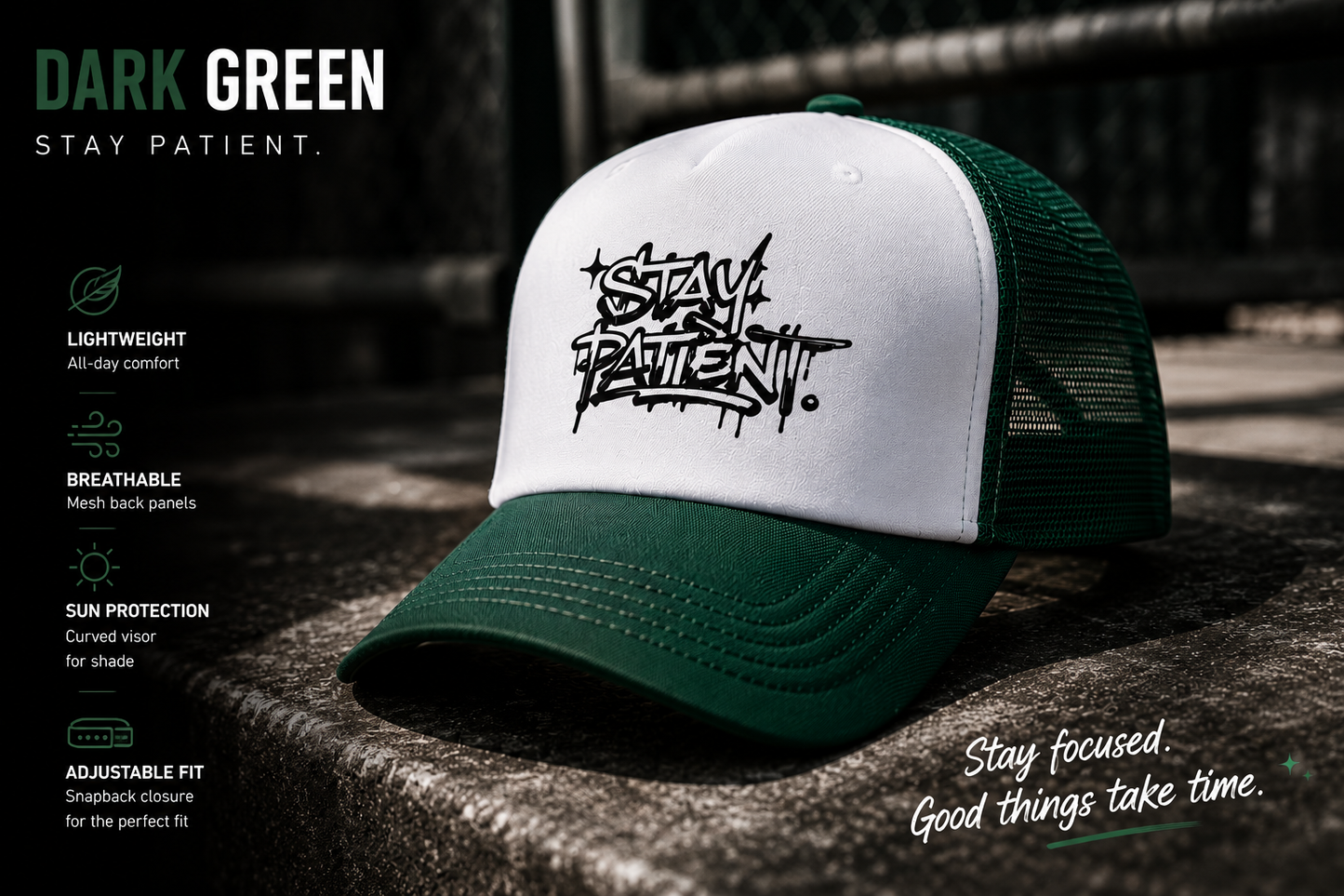 Stay Patient — Graffiti Streetwear Trucker Cap